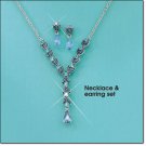 Avon Blue Necklace and Earring Gift Set ~ Silvertone Costume Jewelry Christmas