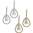Avon Solitaire CZ TearDrop Earrings ~  Goldtone ~ CZs Costume  Jewelry Christmas