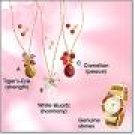 Avon Semiprecious Teardrop Cluster Necklace Earring Gift Set Tigers Eye Goldtone Jewelry Costume