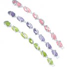 Avon Pretty Pastel Link Bracelet w/ Rhinestone Accents Silvertone Lavender Jewelry Costume