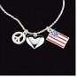 Avon Patriotic Necklace Heart Peace Sign Flag Silvertone New In Gift Box