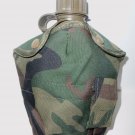 NEW Tactical Military 1qt Canteen Cover w Alice Clips & Side Pouch WOODLAND CAMO