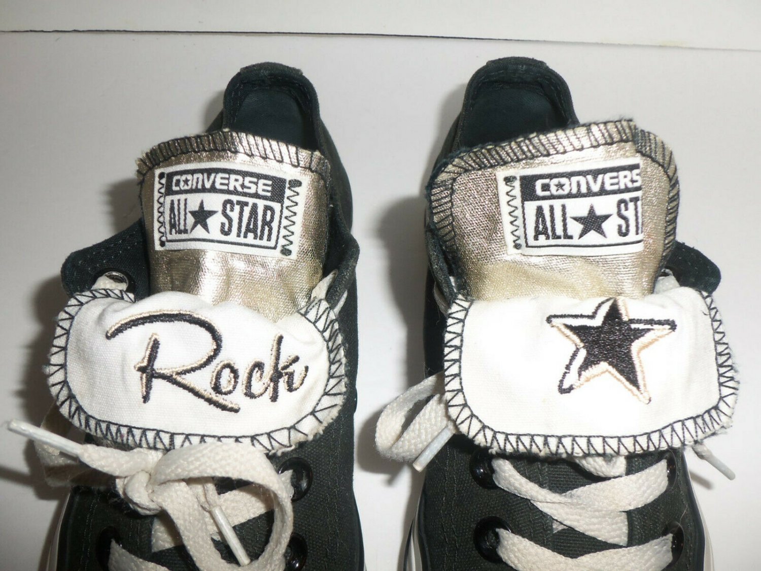 BLACK Converse Chuck Taylor All Star Women's Low Sneakers Double Tongue Size 7