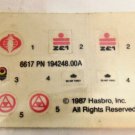 Vintage 1987 GI Joe Cobra Machine Gun Nest ORIGINAL Decal Sticker Sheet