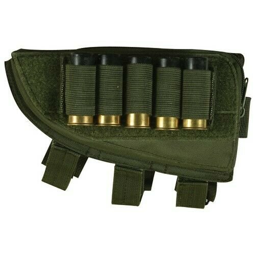 NEW - LEFT HAND Hunting Butt Stock Shotgun Ammo Cheek Rest Pouch OD GREEN OLIVE