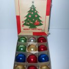 Vintage Small 2" Balls Made in Japan Christmas Tree Ornaments Decorations in Box