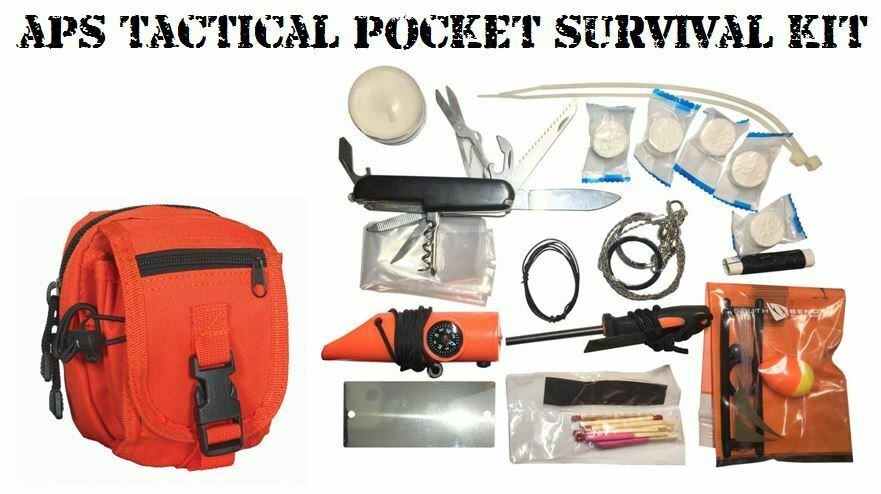 NEW 29pc Portable Pocket MOLLE Survival Kit for Hunting Camping Hiking BZ ORANGE