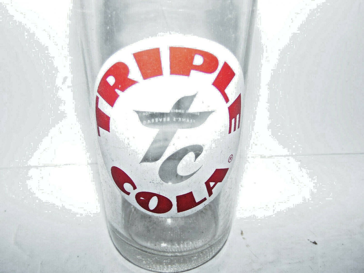 Vintage 1960s Triple Cola XC 16oz 10.5" Clear Glass BOTTLE Frank's