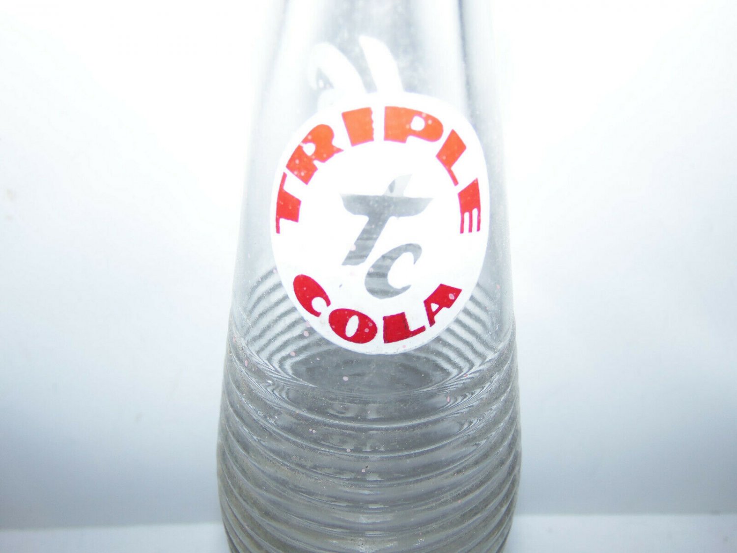 Vintage 1960s Triple Cola XC 16oz 10.5" Clear Glass BOTTLE Frank's