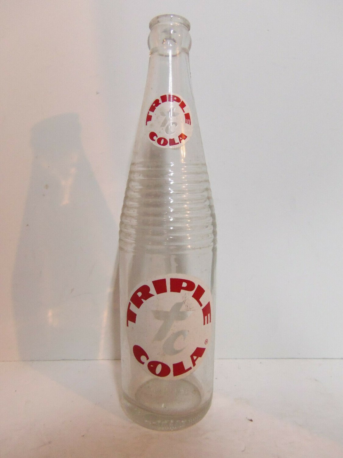 Vintage 1960s Triple Cola XC 16oz 10.5" Clear Glass BOTTLE Frank's