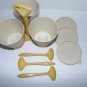 Vintage TUPPERWARE 10pc Condiment Caddy Set w Bowls Lids Spoons Cream/Gold 757-4