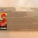 Vintage GI Joe Cobra 1986 Mail Away JINX Original RED BACK File Card UNCUT Vintage GI Joe Cobra 1986 Mail Away JINX Original RED BACK File Card UNCUT