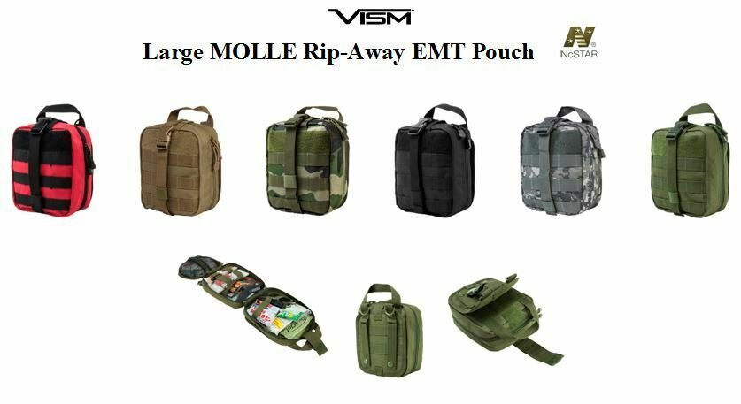 NEW Vism MOLLE Tactical Rip-Away Medical EMT EMS IFAK Survival Pouch 8x7x4 RED