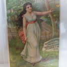 1890 Victorian Trade Card Halls Hair Renewer Ad Woman w Long Dark Hair Nashua NH