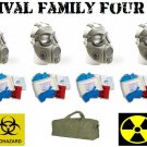 Family Survival 4 Pack - Czech M10 Gas Masks - Hi-Risk Disease Kits and Bag NEW