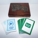 Two Sets of Promo Playing Cards in Decor Wood Case Barnett Bank & Martin Brower