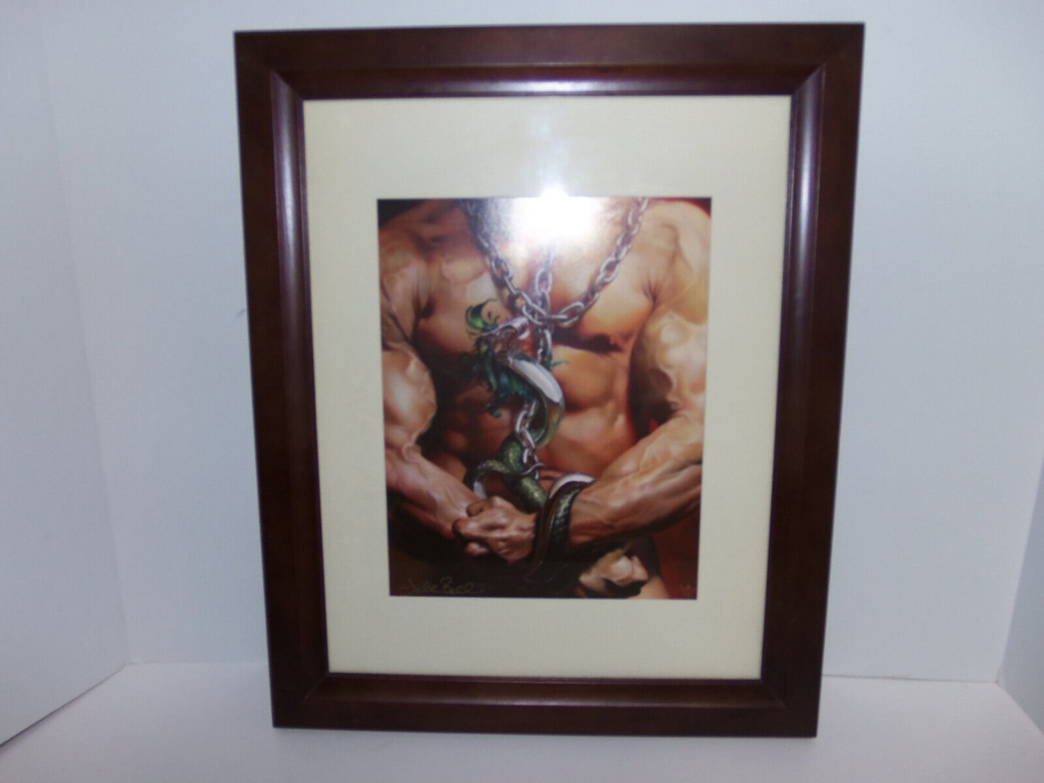 Julie Bell Signed Autographed Nude Fantasy Art Print Matted and Framed 13.5x16.5