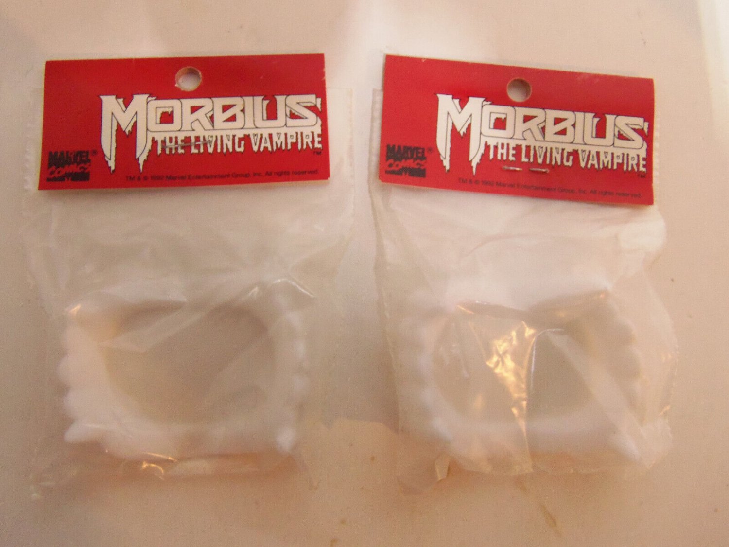 Vintage 1992 Marvel Comics Morbius The Living Vampire Lot of 2 Promo Teeth MISP