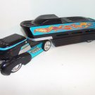 Mattel 2002 Hot Wheels Black Transport Semi Truck Cargo Car Carrier 2pc FCO21472