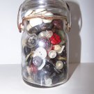 Antique Kivlan Glass Canning Jar FILLED with Various Vintage Buttons ESTATE FIND