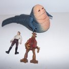 Lot of 3 Loose 1993 Star Wars Figures with Han Solo and Jabba The Hutt