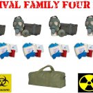 Family Survival 4 Pack - Serbian Gas Masks -Hi-Risk Disease Kits & Carry Bag NEW