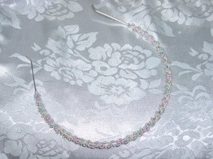 Silver tone metal~Multi color beaded hair band headband hair jewerly