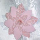Pink leatherette and vinyl hair extra large floral hair barrette