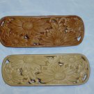 Sunflower Design Acrylic Carved Look Barrettes Full size Two barrettes