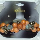 Vintage Karina Brand Wood beaded full size barrette in new condition
