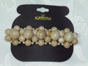 Karina Brand hand beaded full size barrette marbelized look beads