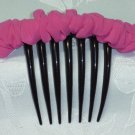 Pink chiffon fabric scrunched french twist updo hair comb fascinator