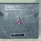 Pink Ice CZ Heart  ITALY .925 STERLING SILVER Box Chain Necklace and pendant