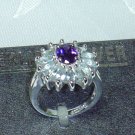 Genuine Blue Topaz & Amethyst .925 Sterling silver cocktail ring size 7