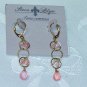 Stein Blye (Catherine Stein) Gold plated semi precious Pink Agate Chandelier Earrings Vintage
