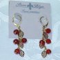 Red Carneliean Semi Precious Stein Blye (Catherine Stein) Gold Plated Designer Earrings Vintage