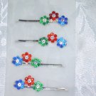Set of four multicolor floral Hair Jewelry Bobbi Pin fascinator