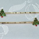 Christmas Tree Swarovski Crystal elements bobbi Pin Pair Christmas gift
