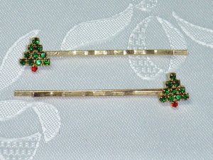 Christmas Tree Swarovski Crystal elements bobbi Pin Pair Christmas gift