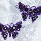 Purple Butterfly Rhinestone Clip Style Barrette Pair reverse image side barrettes