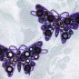 Purple Butterfly Rhinestone Clip Style Barrette Pair reverse image side barrettes