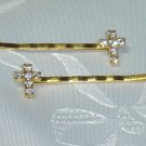 Pair Swarovski Crystal elements Cross Hair Pins Bobbi Pins Christmas hair pins