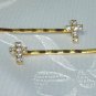 Pair Swarovski Crystal elements Cross Hair Pins Bobbi Pins Christmas hair pins