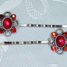 Camelot Red Rhinestone Bobbi Pins Hair Pins Christmas Hair accessories