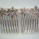 AB Austrian Crystal Snowflake metal side hair comb fascinators sold as a pair Vintage