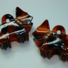 Pair Swarovski crystal elements matching scottie dog hair claw clips with gold tone setting