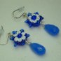 ARTISAN BLUE JADE, LAMPWORK, PLATINUM PLATED EARRINGS