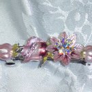 Pink Enameled Barrette with Swarovski Crystal elements Full Size Barrette