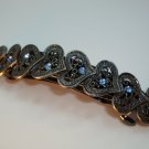 Hearts with Blue Swarovski crystal elements Large Barrette