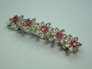 Pink Swarovski crystal elements clip style hair barrette